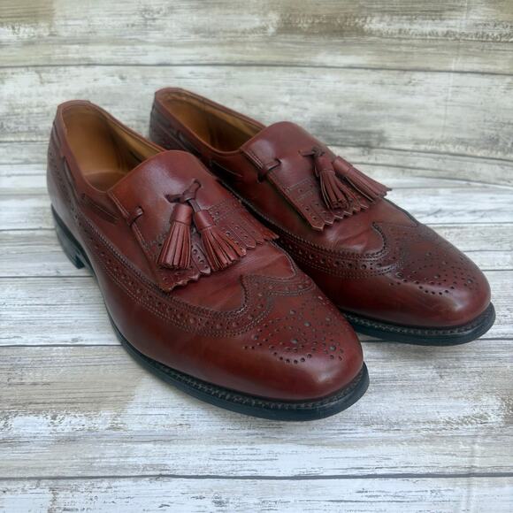 Allen Edmonds Shoes Sz 10.5 C Brown Colfax Wingtip Kiltie Tassel Loafer Leather - Picture 1 of 13